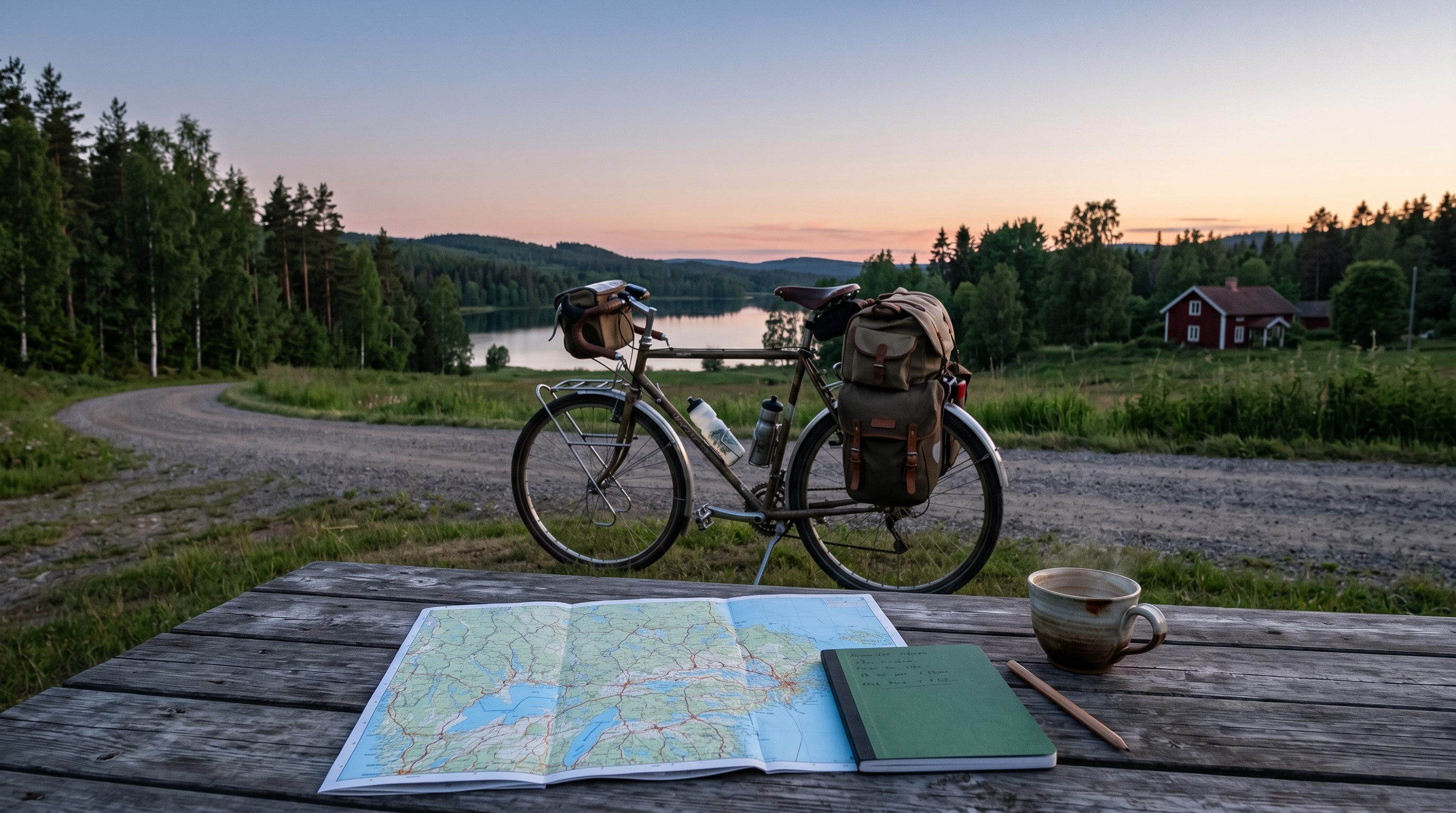 A lakeside break during a Swedish cycle tour