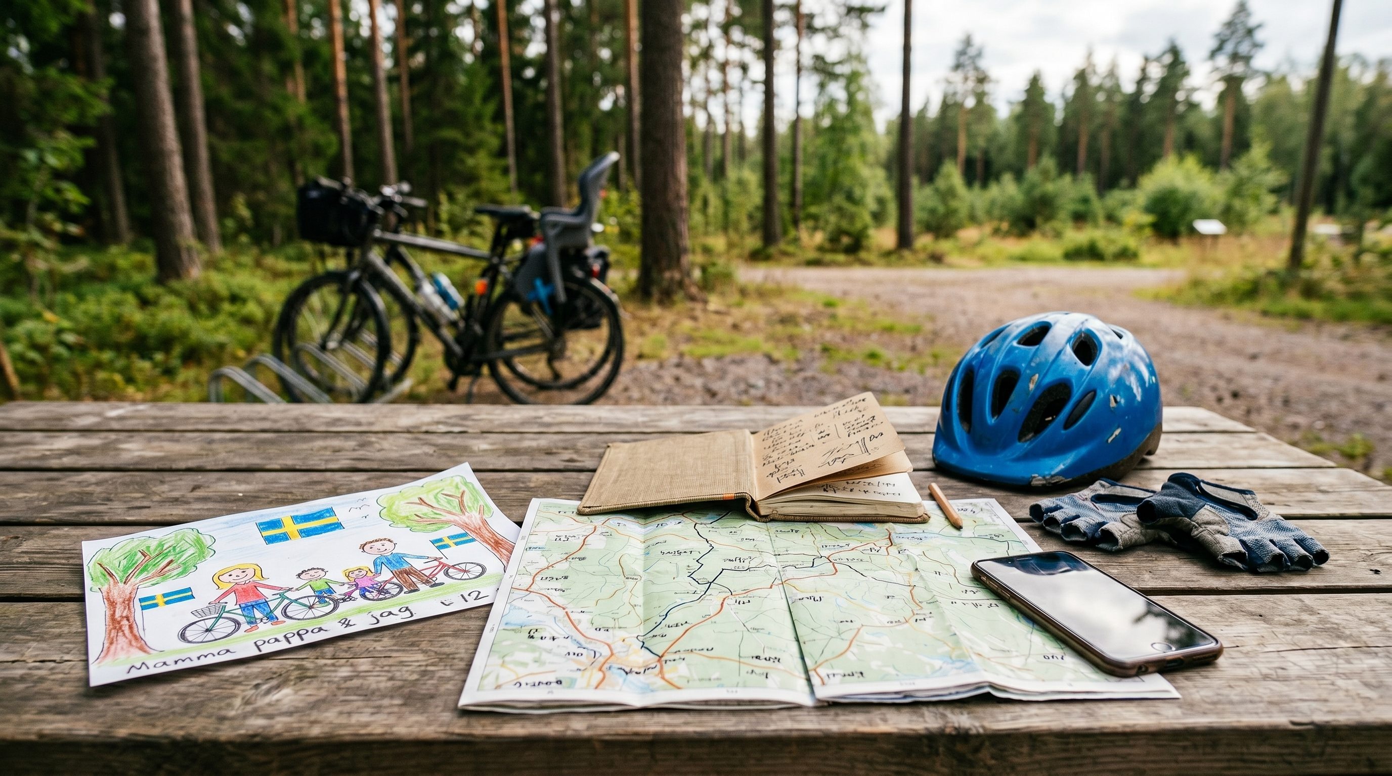 A family cycle holiday saved with a map, photographs and notes