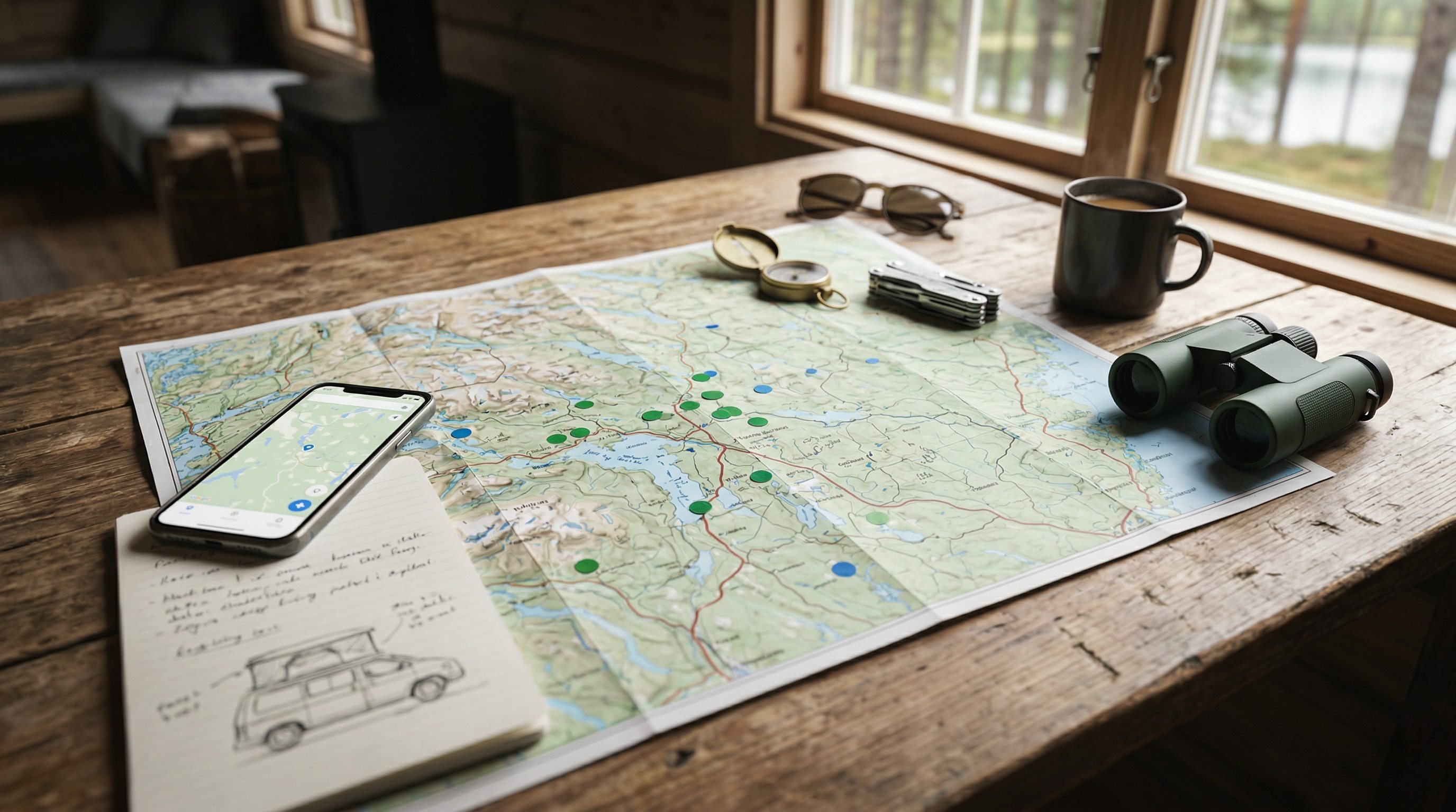 A community map with rooftop-tent places and route planning