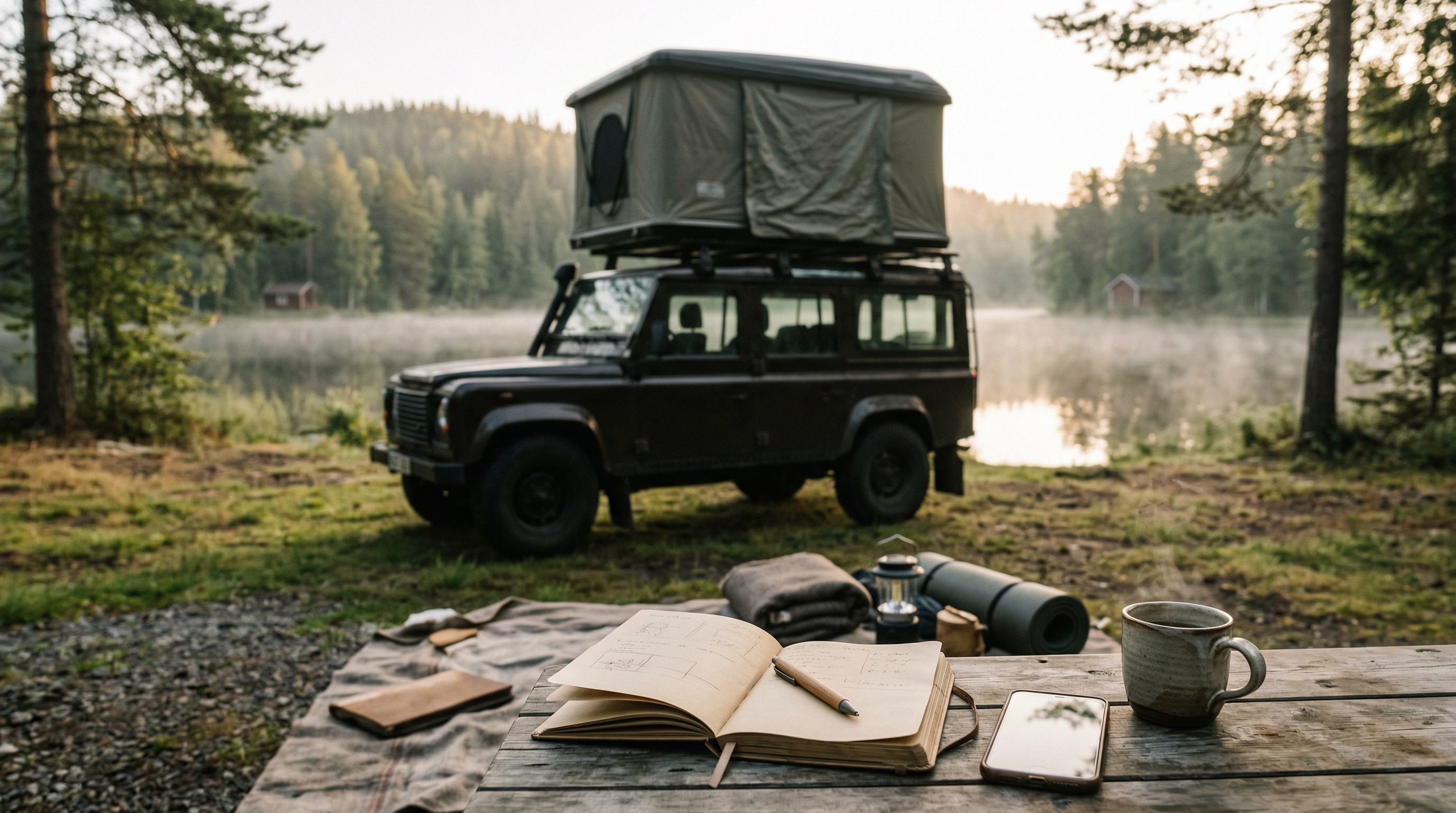 Private notes and photographs retained after a rooftop-tent night