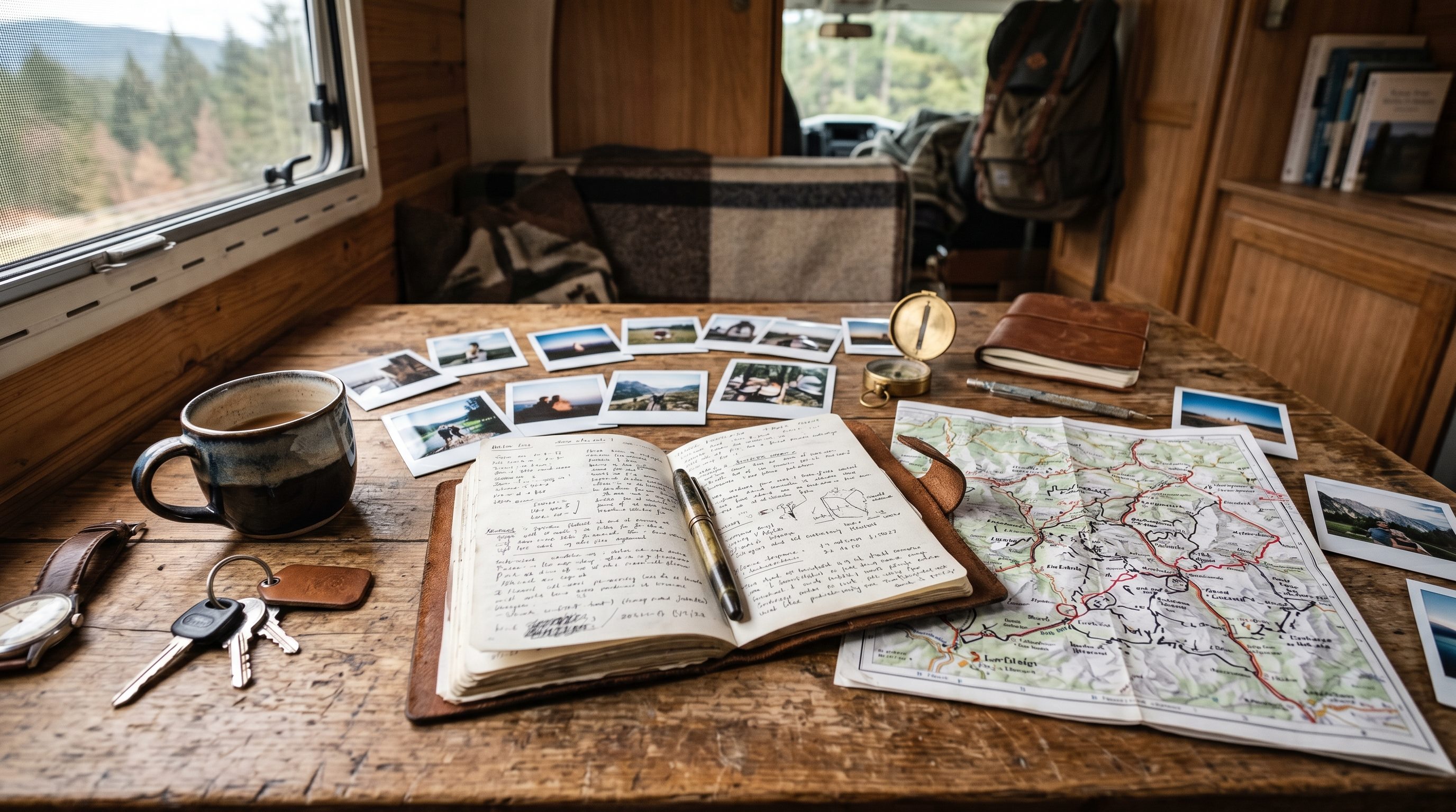 Private travel notes and a map of previous journeys