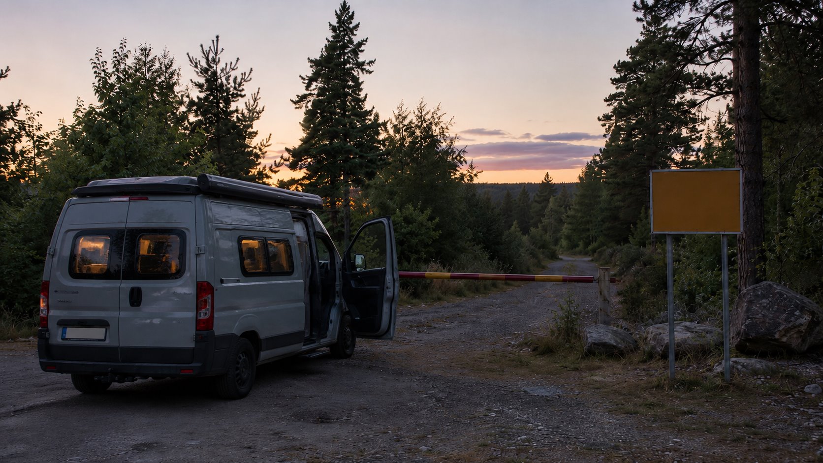 A map, notes and phone at a wild-camping place