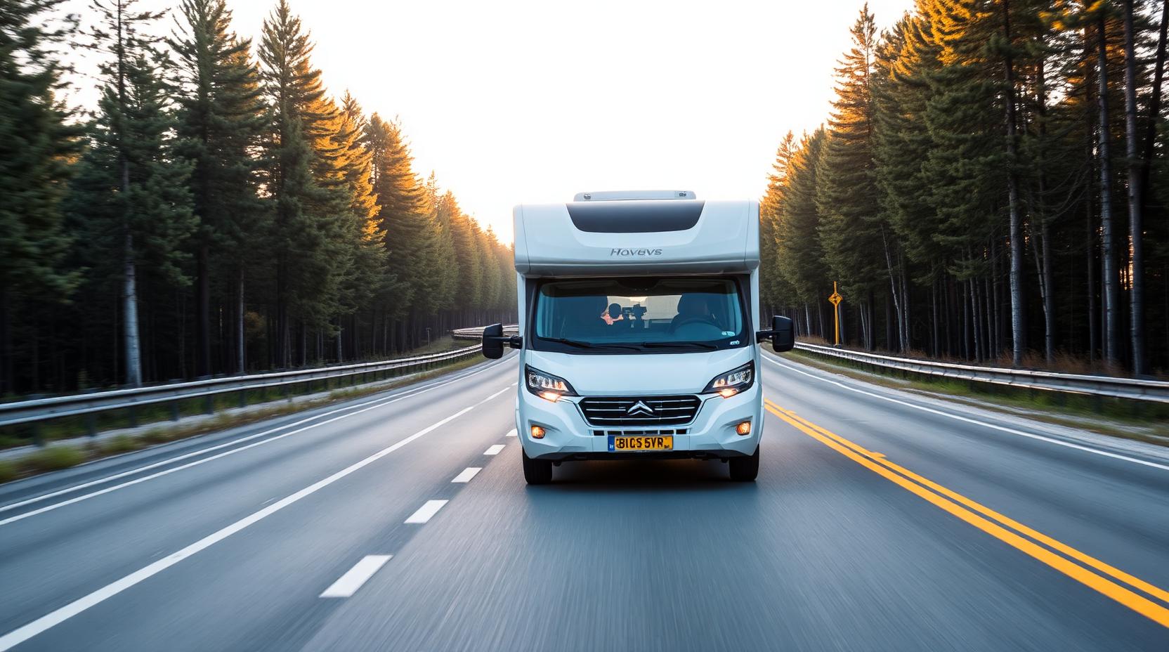 A motorhome on a Swedish road with the registration certificate ready to check