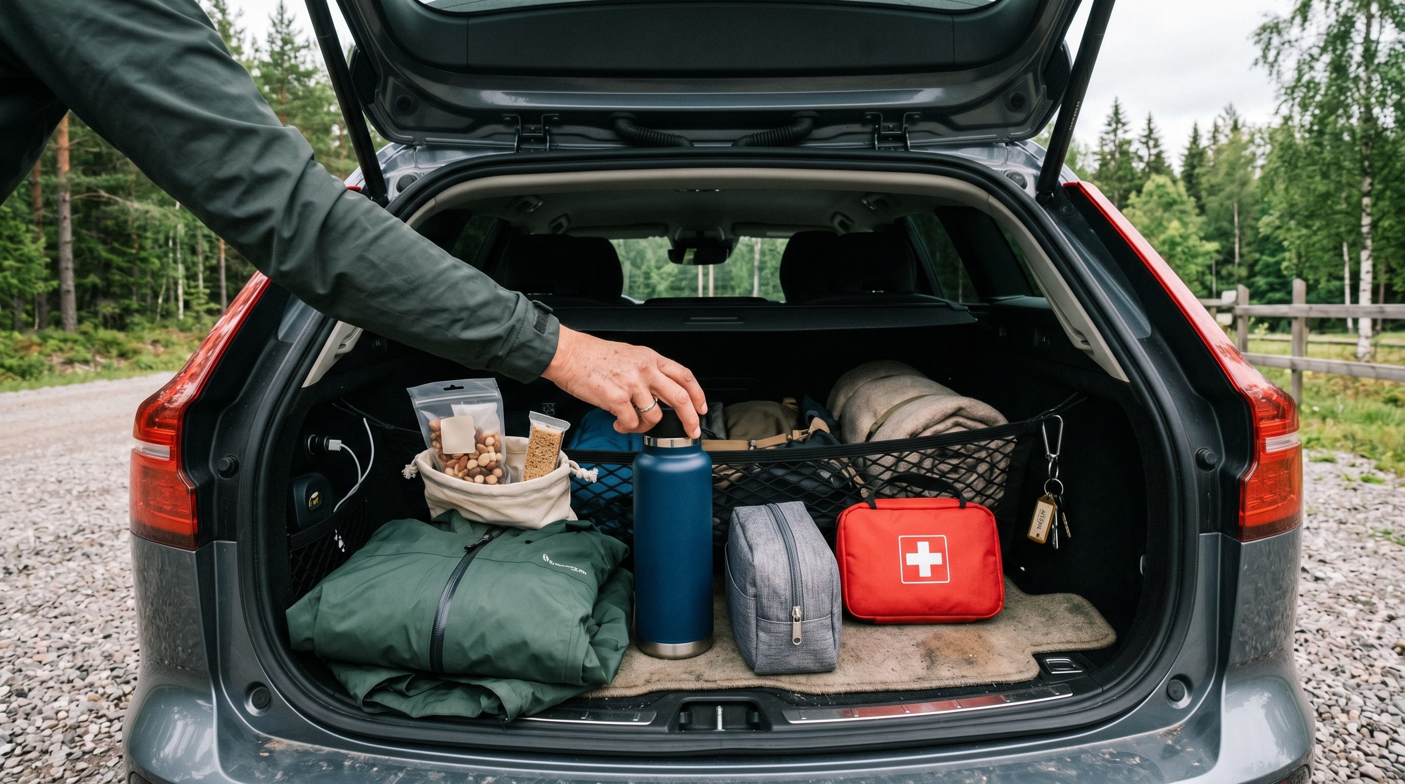 Frequently used travel items packed within easy reach