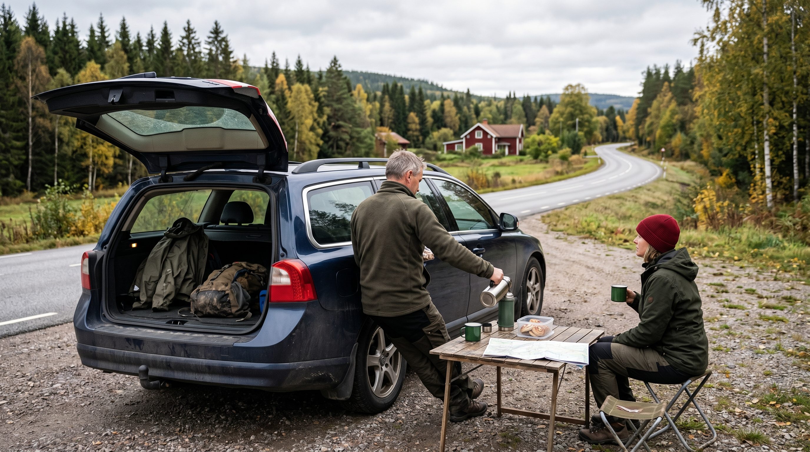 A restorative pause beside the road during a considered journey