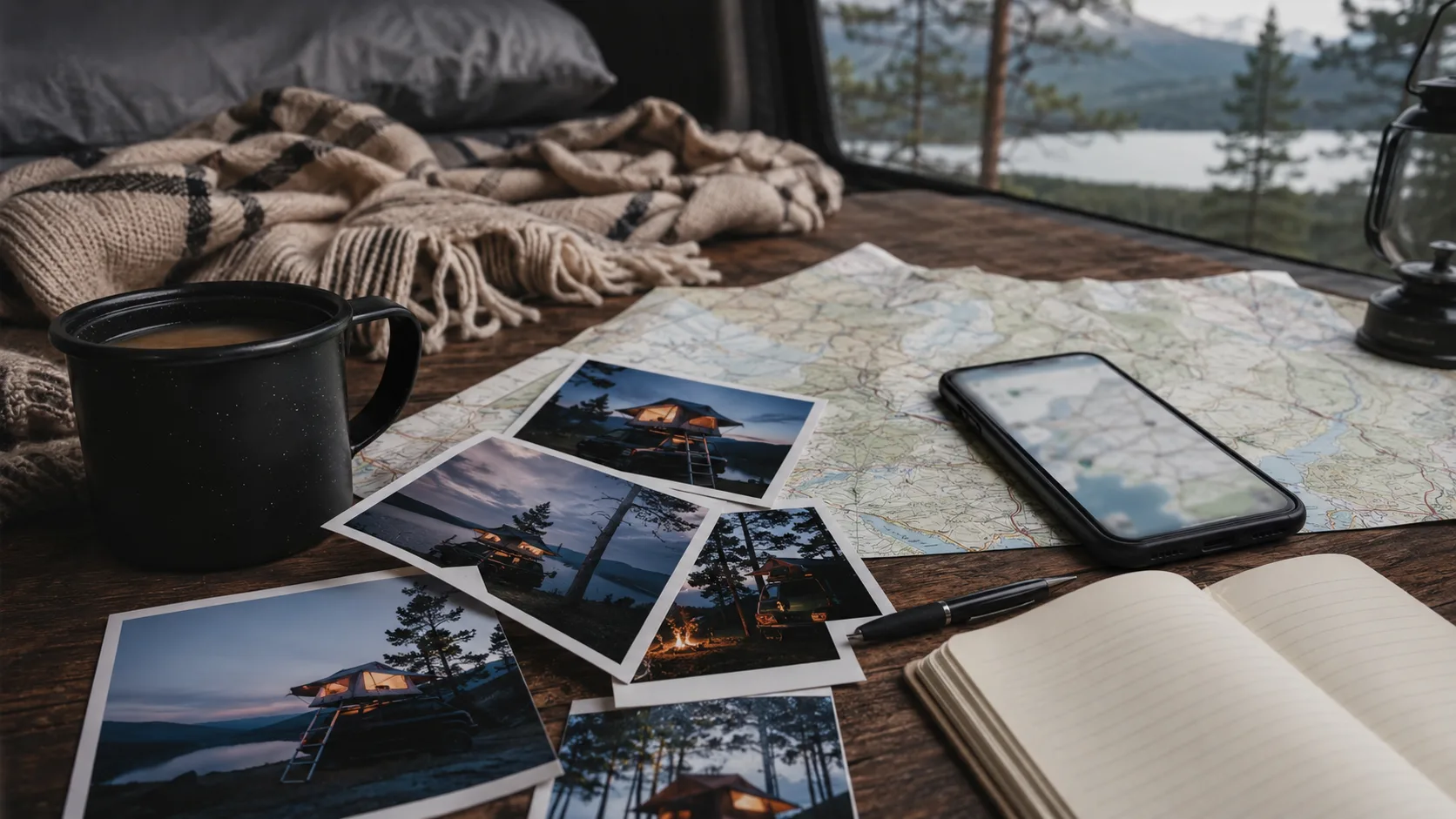 A private rooftop-tent archive with map, photographs and overnight notes