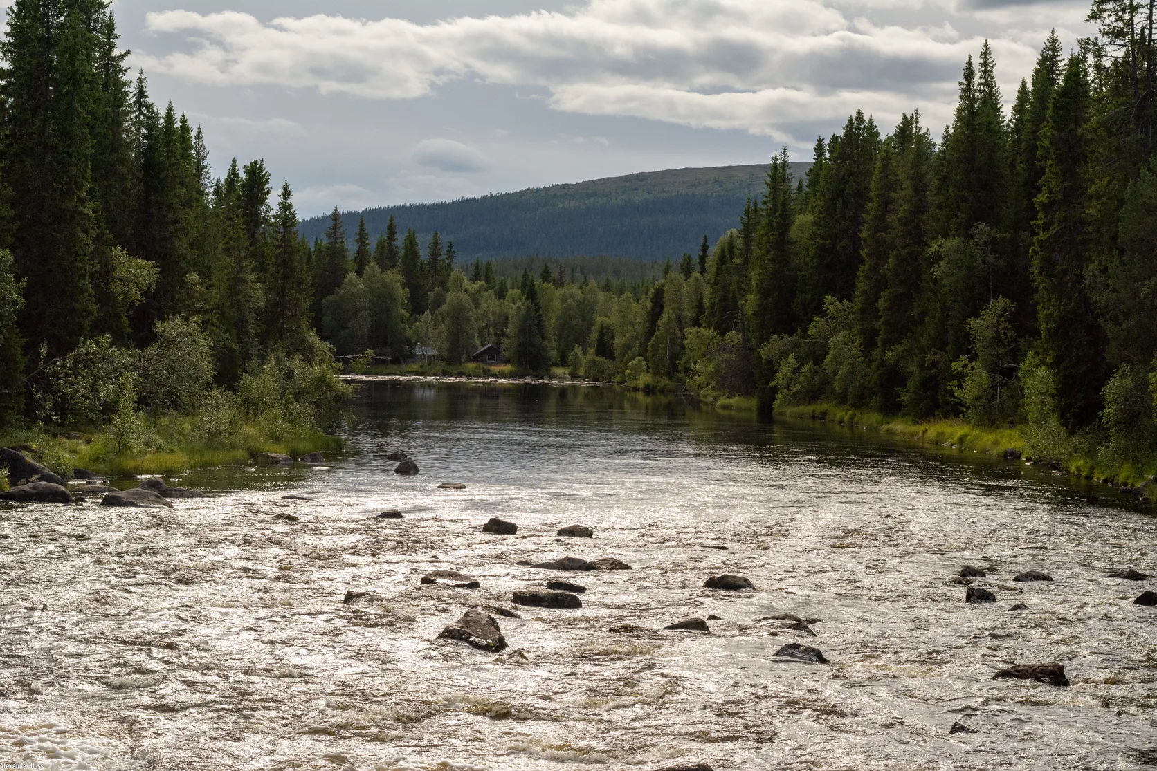 Vattendrag, barrskog och fjällnära landskap vid Idre i Dalarna