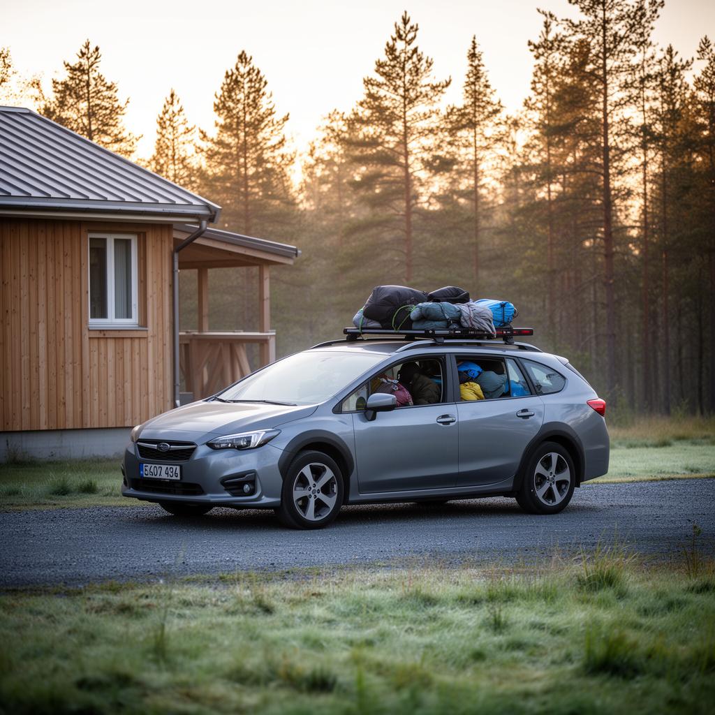 Packad bil inför en veckas roadtrip