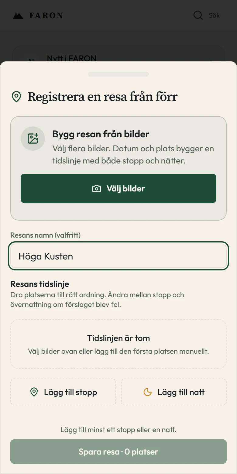 Den historiska fotoassistenten med knappen för att välja bilder