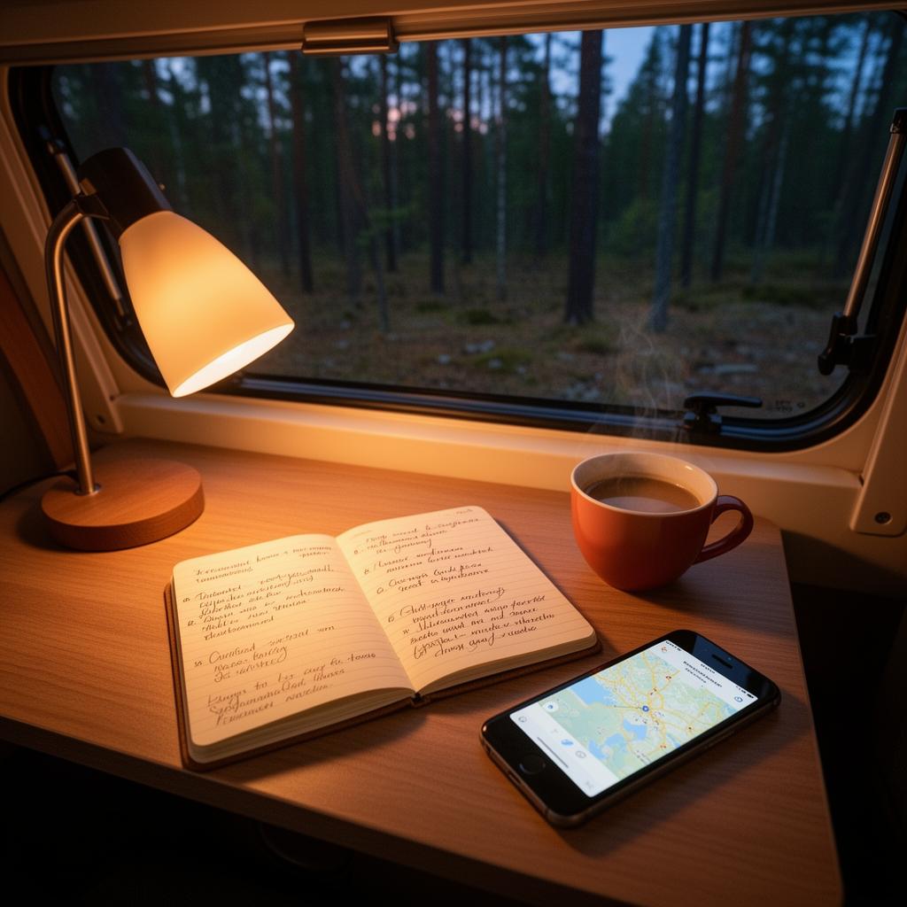 A map and camera used to retain practical motorhome lessons